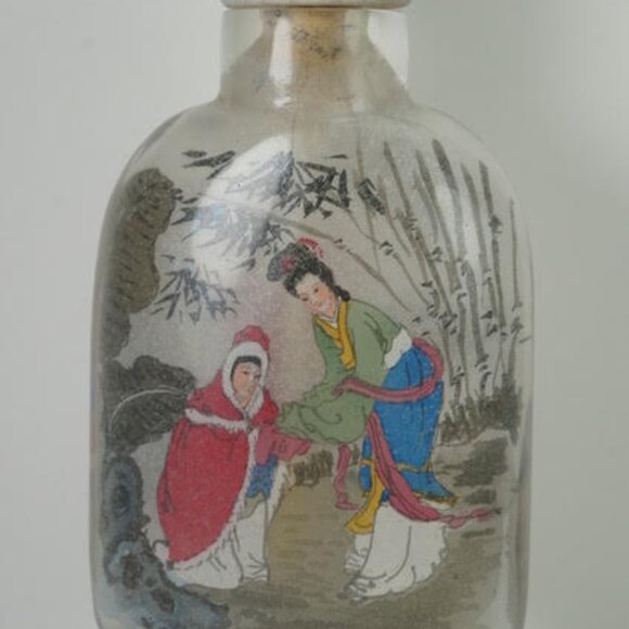 Vintage CHINESE REVERSE ART HAND-PAINTED SNUFF/PURFUME BOTTLE - Picture 1 of 7